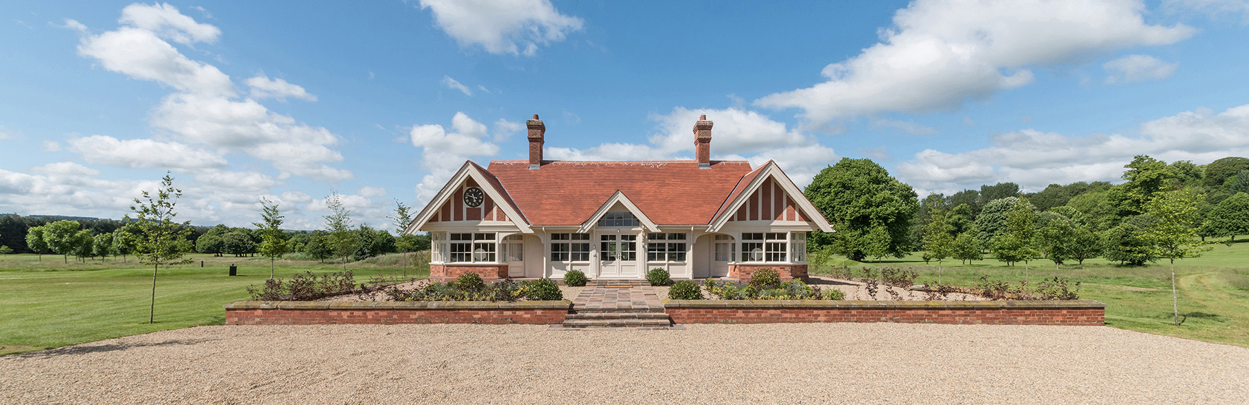 Exterior of a converted cricket pavillion at golf club