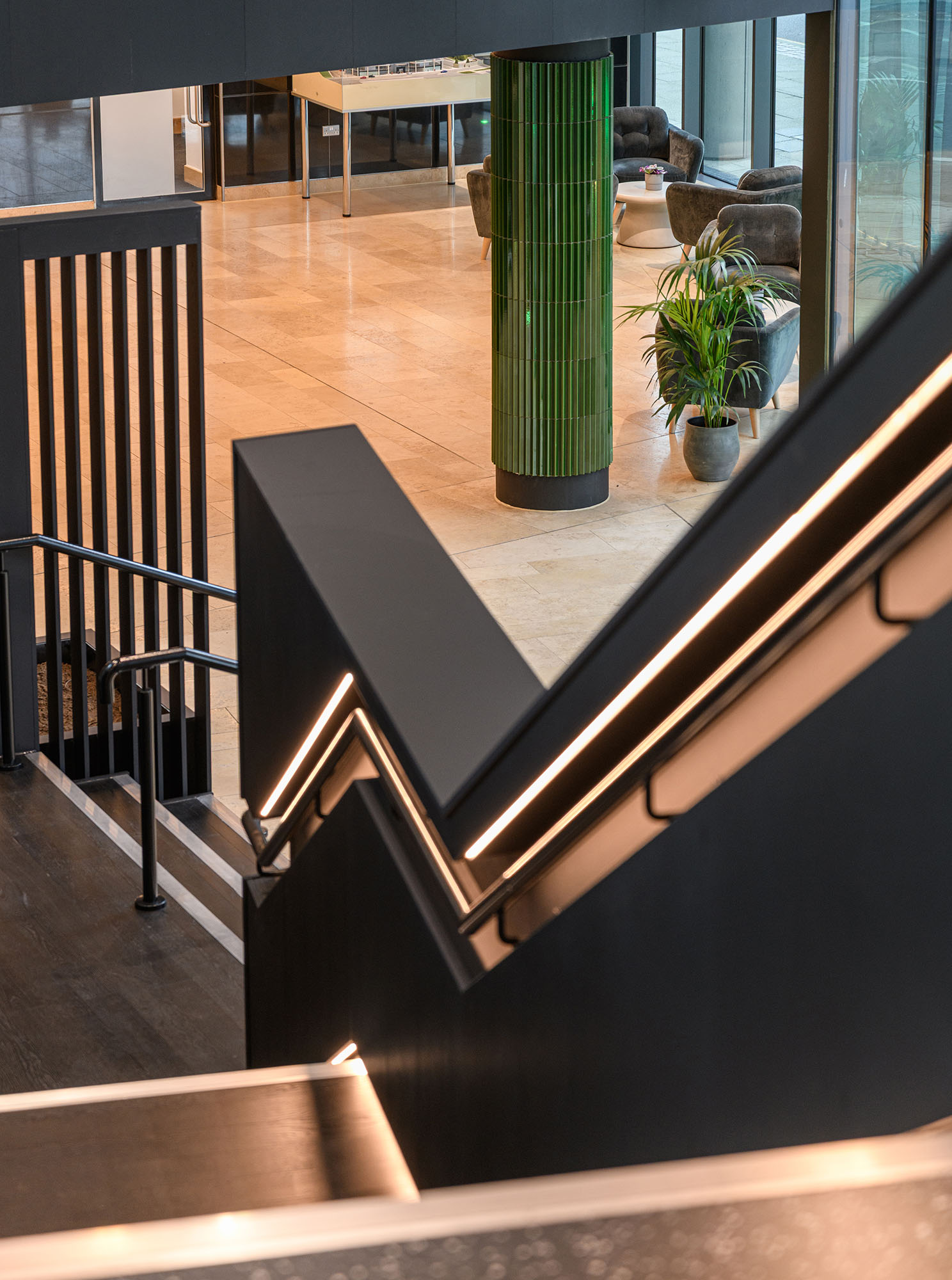 Office stairs with feature lighting