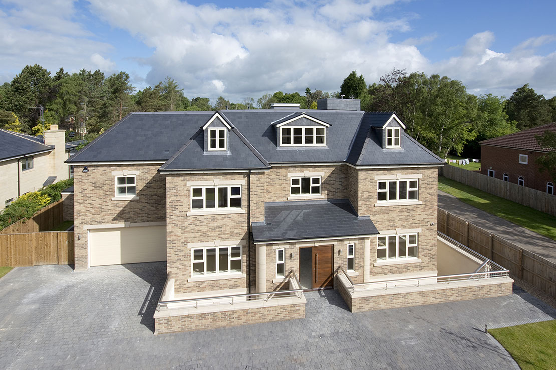 Exterior of a residential property taken from a mast