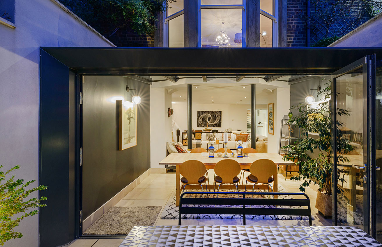 Interior design detail and garden view